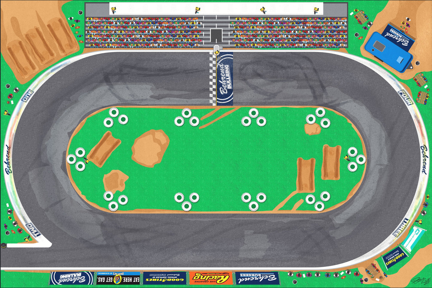 Behrend Bullring - 2 ft. x 3 ft. Kids Racetrack Playmat