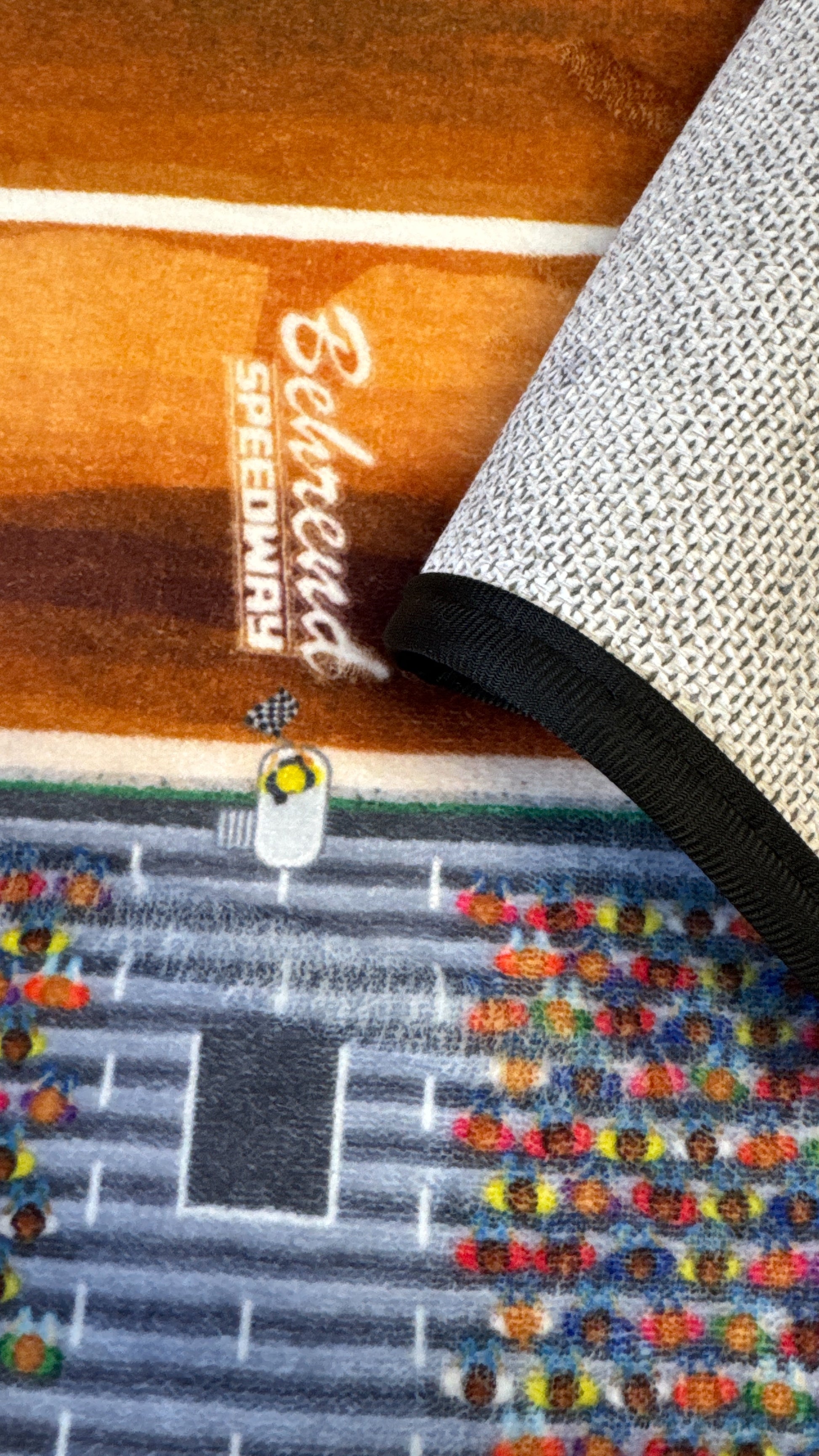 Closeup of backing and edging