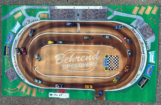 Dirt Track - Behrend Speedway - Kids Racetrack Playmat - 3 ft. x 5 ft.